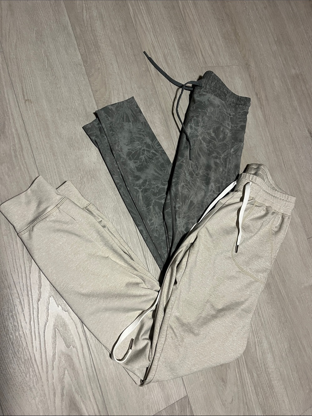 ZYIA Two-Tone Joggers in Light Beige & Charcoal